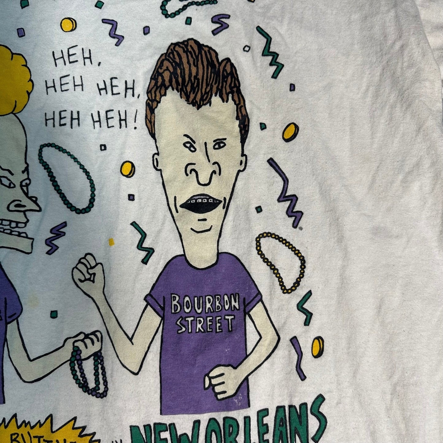 Rare Vintage 90s Beavis and ButtHead French Quarter Bourbon T Shirt Large