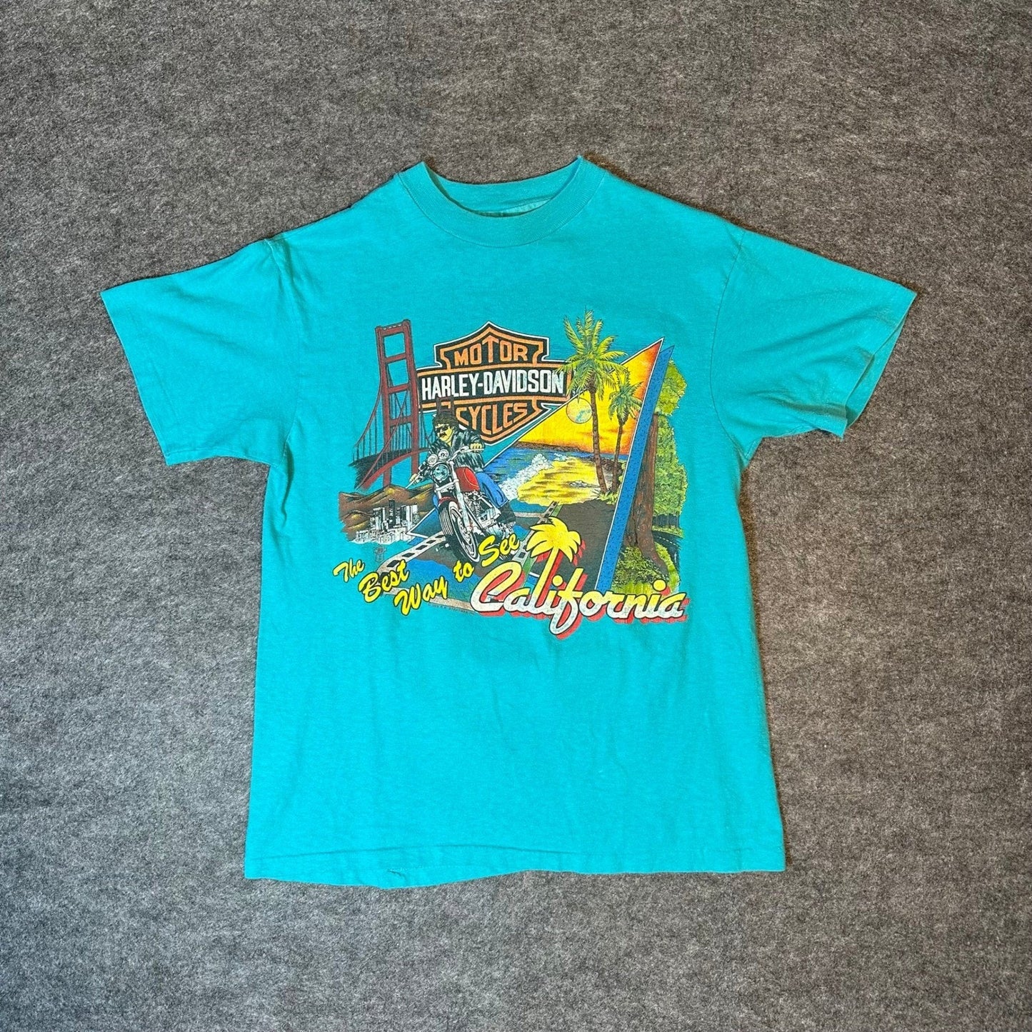 Vintage 80s Harley Davidson Shirt 1988 CALIFORNIA Biker Tee Men's Medium