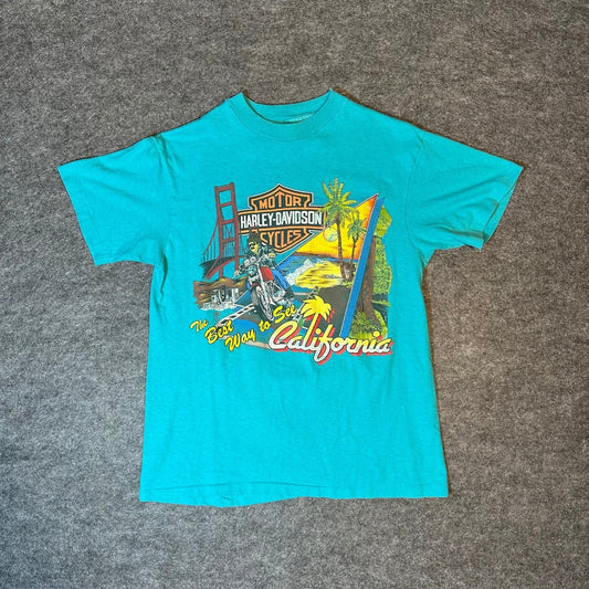 Vintage 80s Harley Davidson Shirt 1988 CALIFORNIA Biker Tee Men's Medium