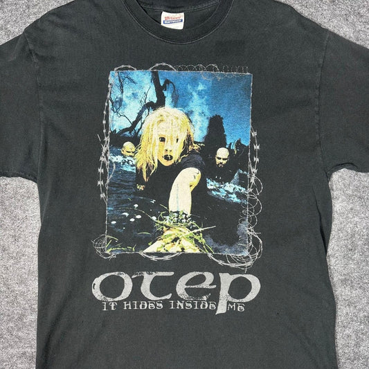 Vtg Y2K 2000s OTEP It Hides Inside Me Shirt Size Large Nu Metal Band Hanes