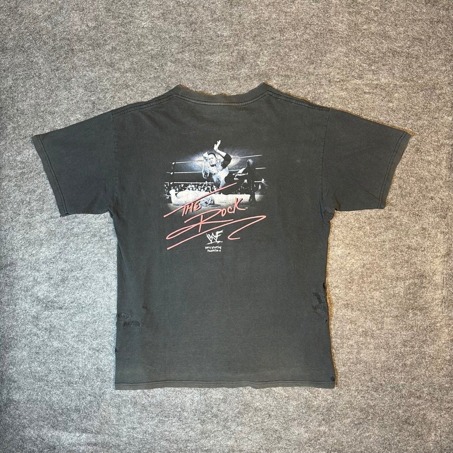 Vintage The Rock TNT WWF Layin The Smack Down T Shirt Large Black 1999 Wrestling