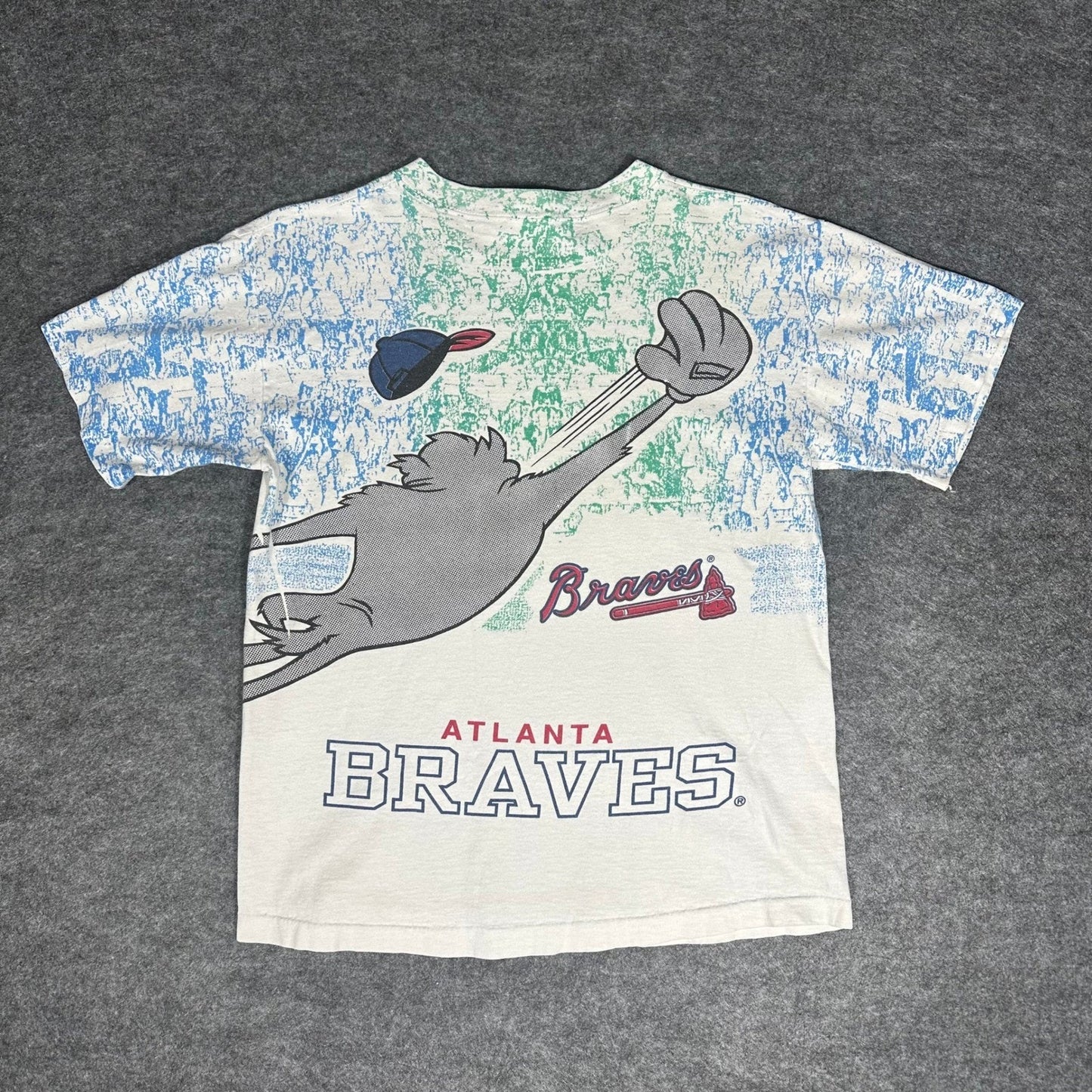 Vintage Atlanta Brave x Taz All overprint 1993 T-Shirt Boys Bigger Men's Small