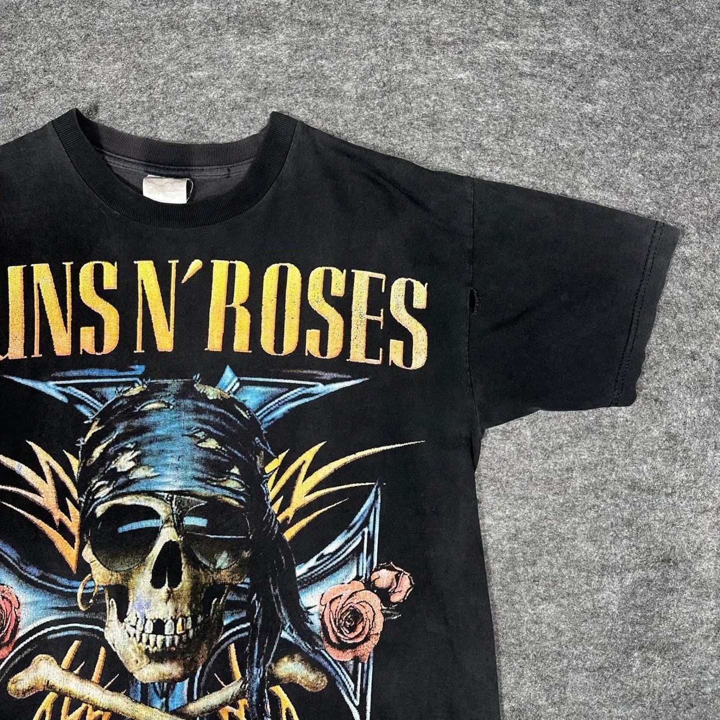 Rare Vintage 90s GUNS N ROSES Bootleg Shirt XL Skull Crossbones Double Sided