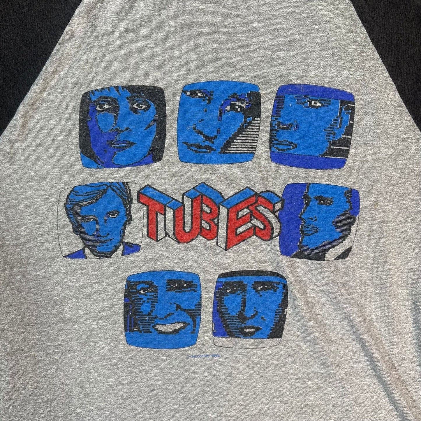 Vintage The Tubes Band T Shirt Raglan Graphic Print Gray Black 1981 Size Medium