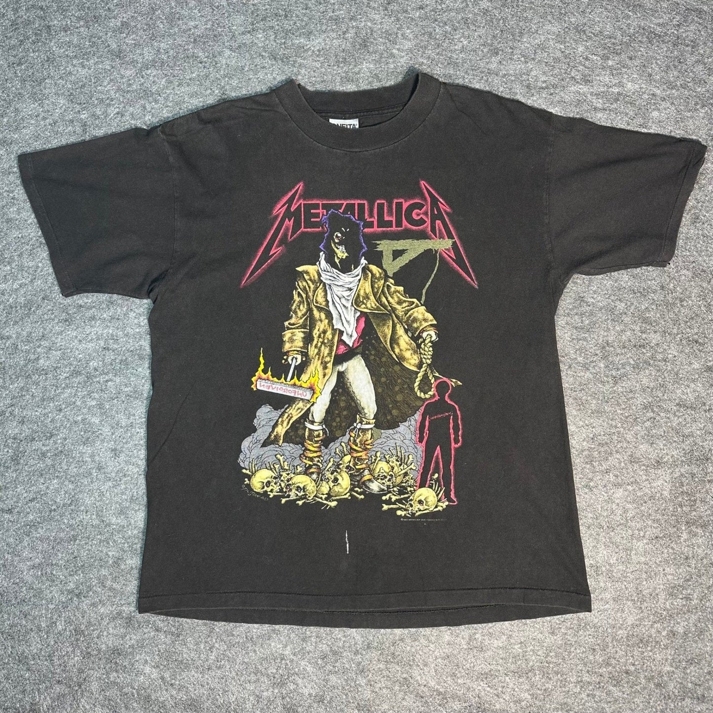 Rare Vintage 90s Metallica Unforgiven Shirt Pushead Oneita Single Stitch Large