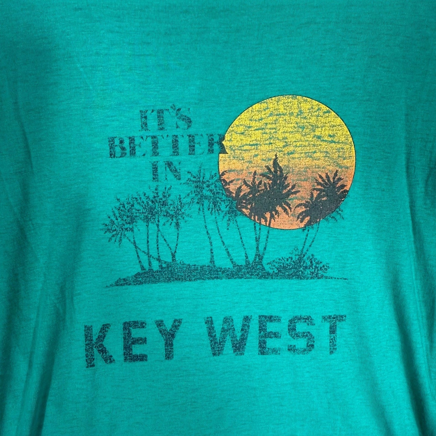 Vintage Single Stitch Key West Palm Tree Sunset T Shirt Mens Medium