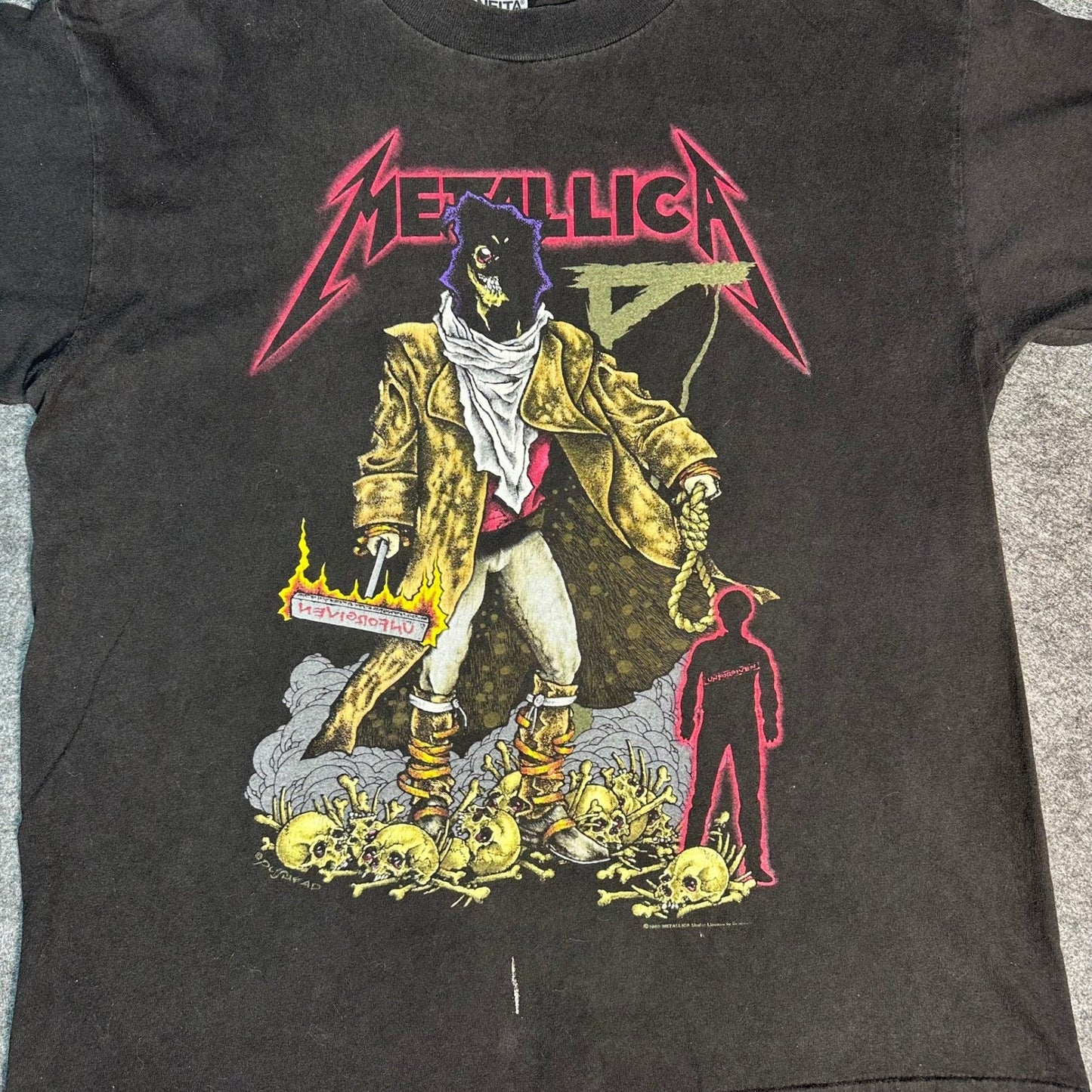 Rare Vintage 90s Metallica Unforgiven Shirt Pushead Oneita Single Stitch Large