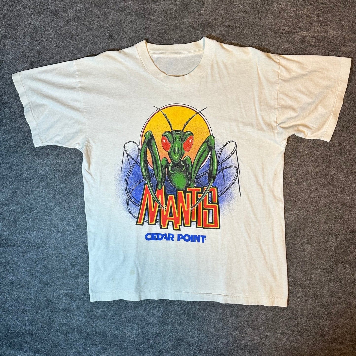 Vintage 90s Cedar Point Mantis Roller Coaster Single Stitch T Shirt Men's Medium