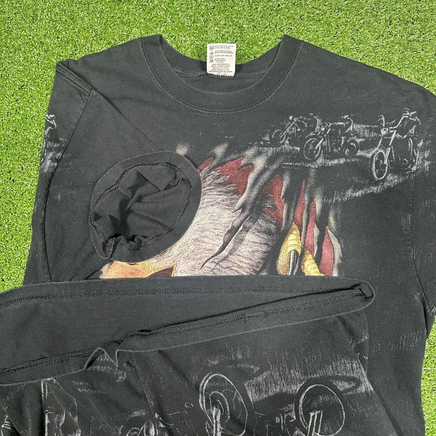 Vintage 90s Bald Eagle Break-Through Biker AOP Promo Men's XL