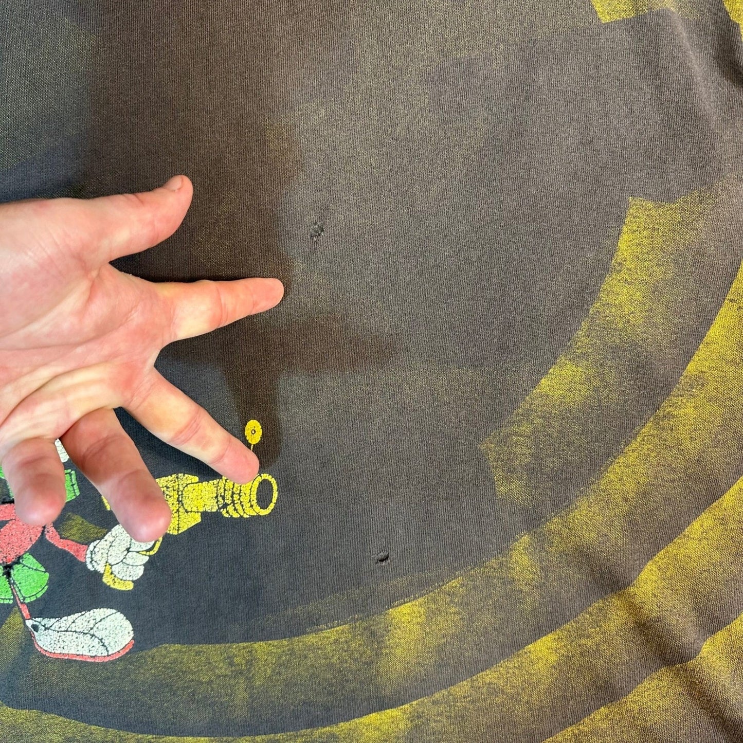 Vintage 90s THRASHED Marvin the Martian AOP Single Stitch Wild Oats T Shirt XL