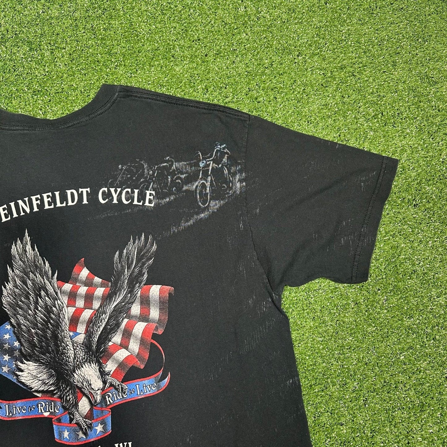 Vintage 90s Bald Eagle Break-Through Biker AOP Promo Men's XL