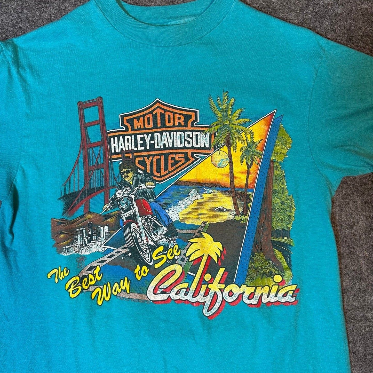 Vintage 80s Harley Davidson Shirt 1988 CALIFORNIA Biker Tee Men's Medium