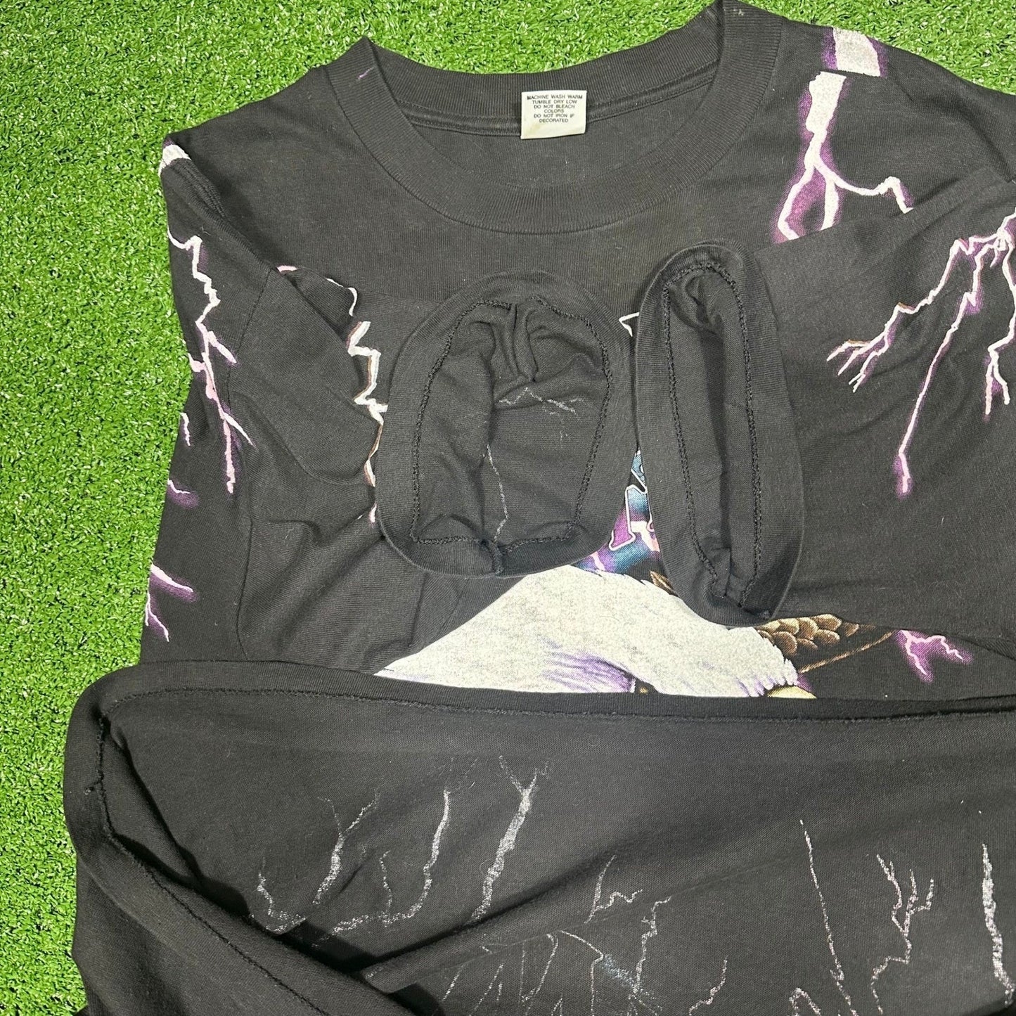 Rare 90s Vintage Feel The Thunder American Thunder AOP Single Stitch T Shirt XL