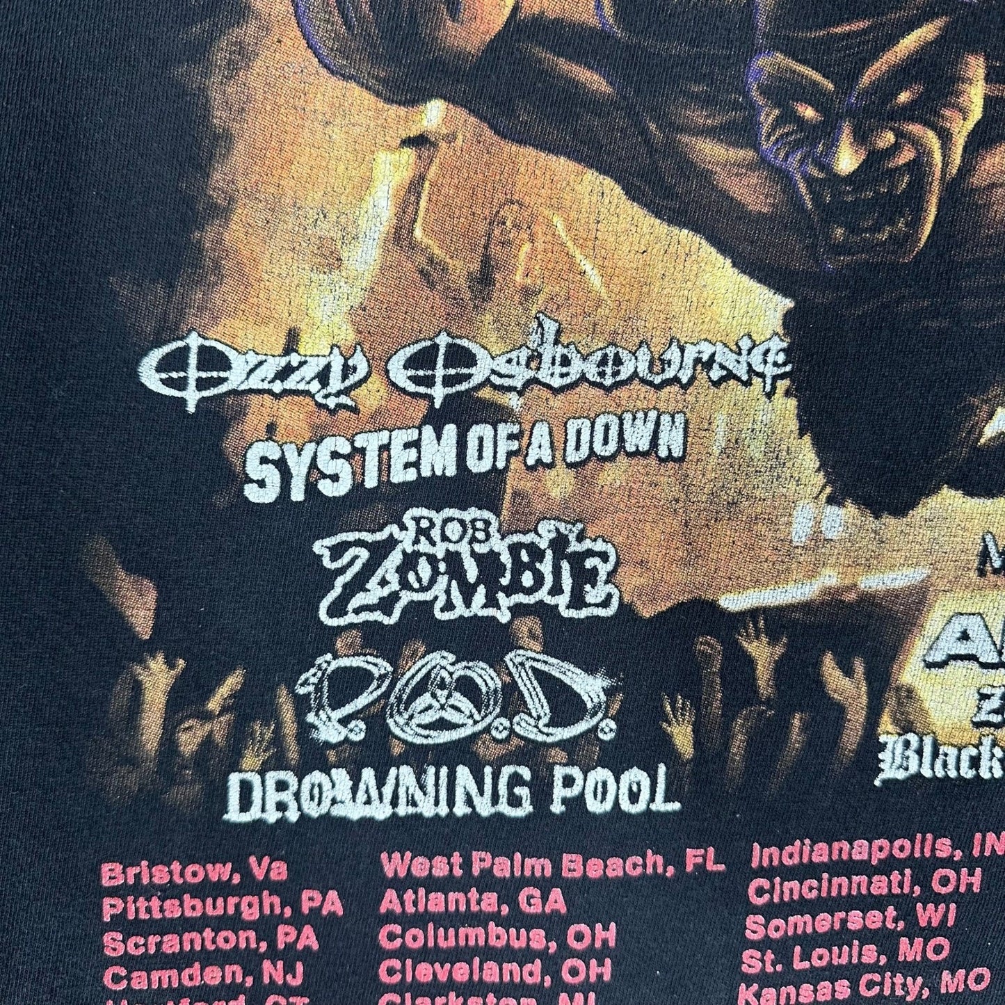 Vintage Ozzy Osbourne 2002 Tour Black T Shirt Mens Large Ozzfest Concert