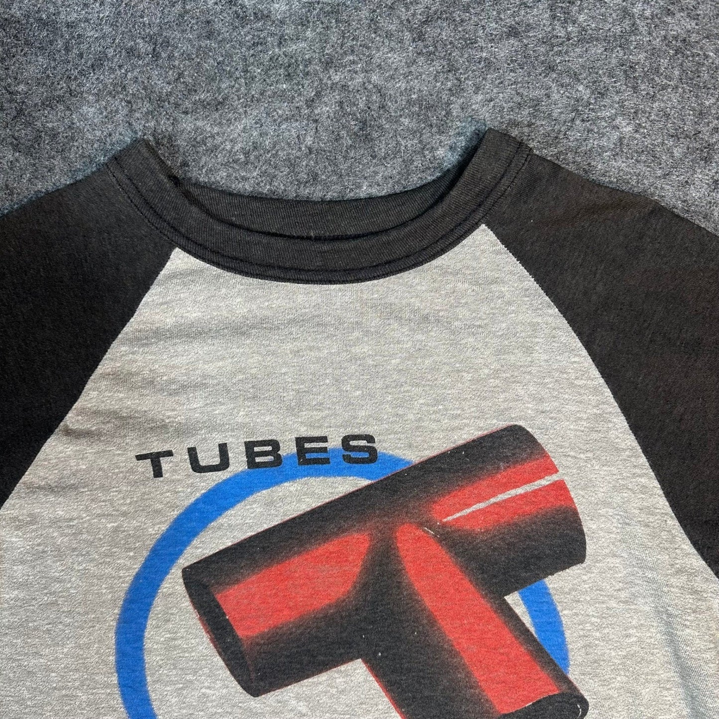 Vintage The Tubes Band T Shirt Raglan Graphic Print Gray Black 1981 Size Medium