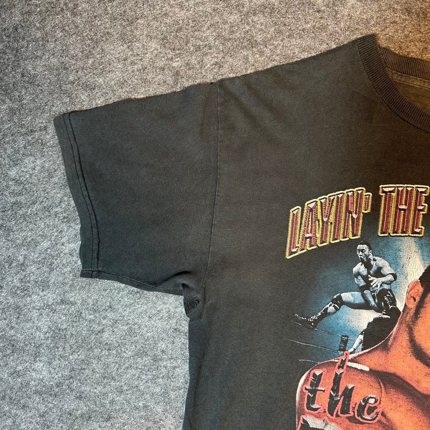 Vintage The Rock TNT WWF Layin The Smack Down T Shirt Large Black 1999 Wrestling