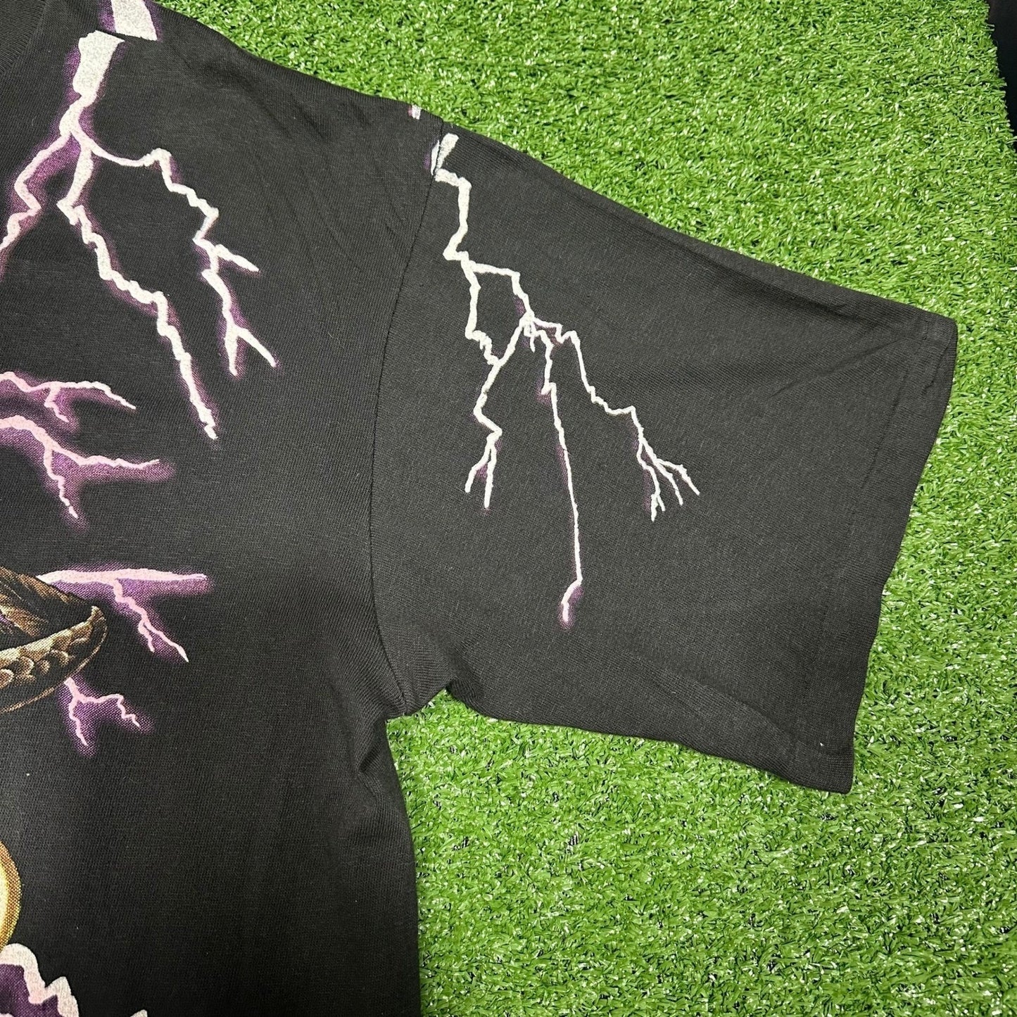 Rare 90s Vintage Feel The Thunder American Thunder AOP Single Stitch T Shirt XL