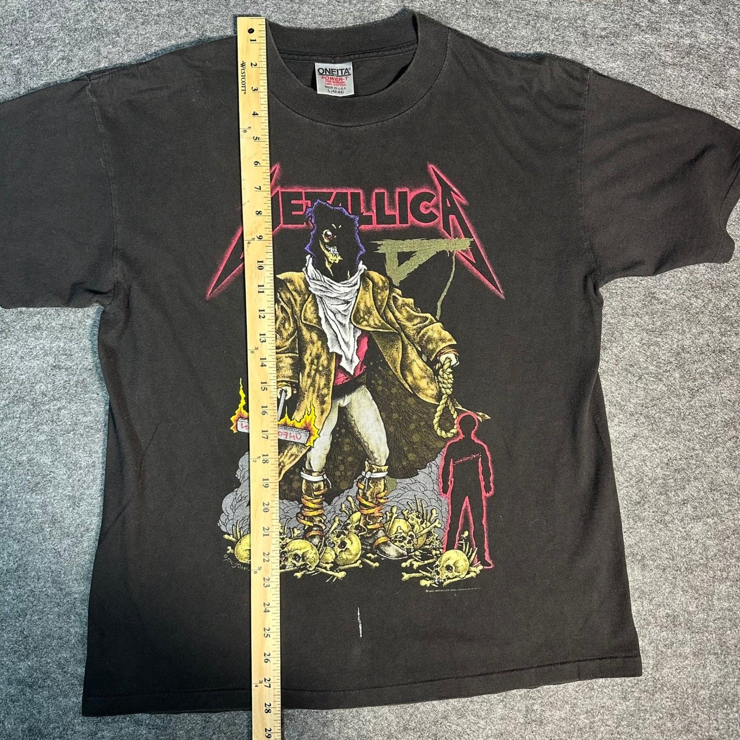 Rare Vintage 90s Metallica Unforgiven Shirt Pushead Oneita Single Stitch Large