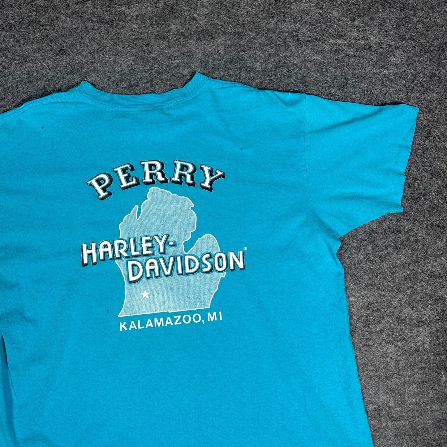 Rare Vintage 90s Harley Davidson 3D Emblem T Shirt XL Fort Worth Teal Thrashed