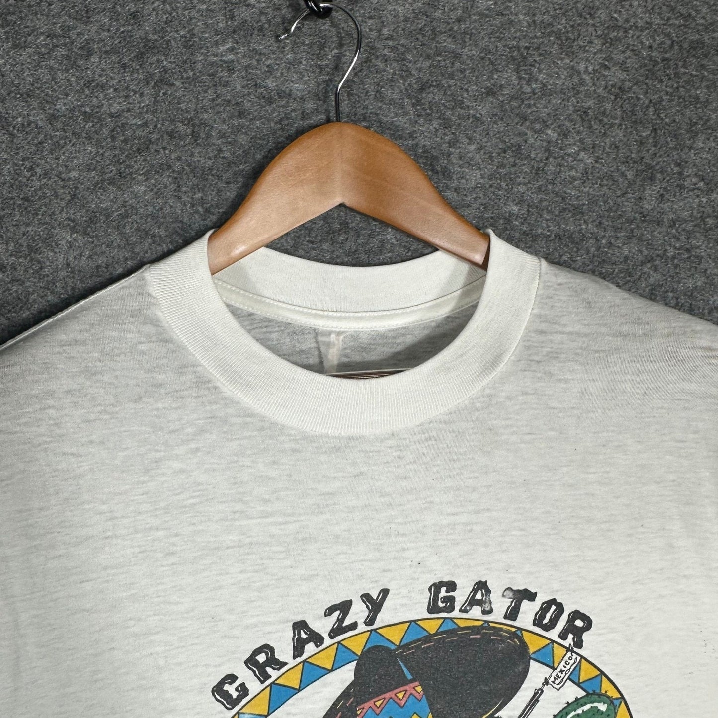 Vintage 80s Single Stitch Tee Crazy Gator Cantina Cozumel T Shirt Men's Large