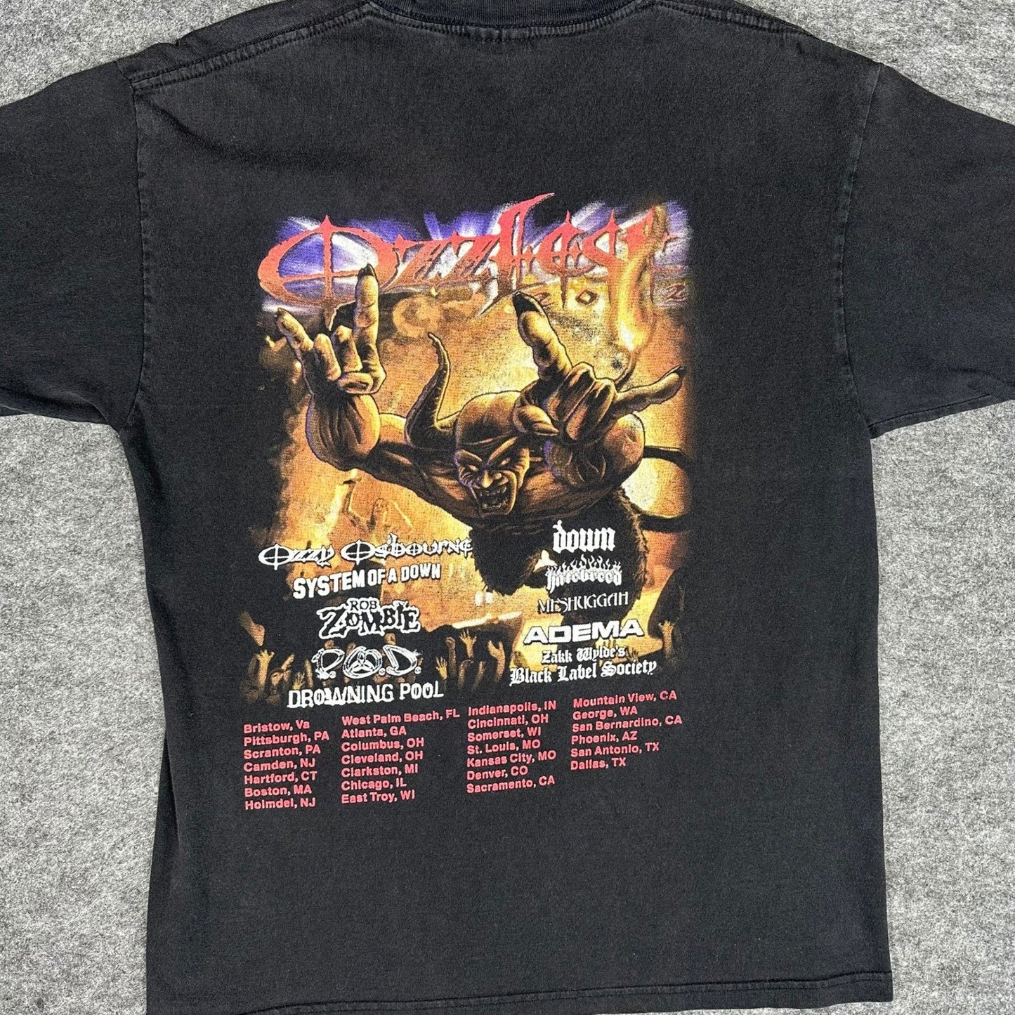 Vintage Ozzy Osbourne 2002 Tour Black T Shirt Mens Large Ozzfest Concert