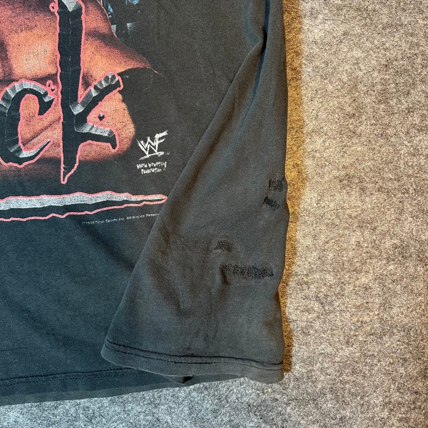 Vintage The Rock TNT WWF Layin The Smack Down T Shirt Large Black 1999 Wrestling