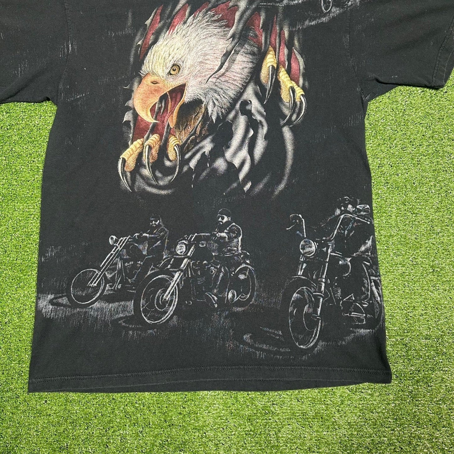 Vintage 90s Bald Eagle Break-Through Biker AOP Promo Men's XL
