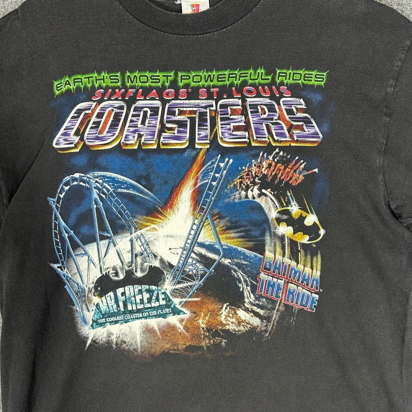 Vintage Single Stitch 1999 Six Flags Batman The Ride Mr Freeze T Shirt XL