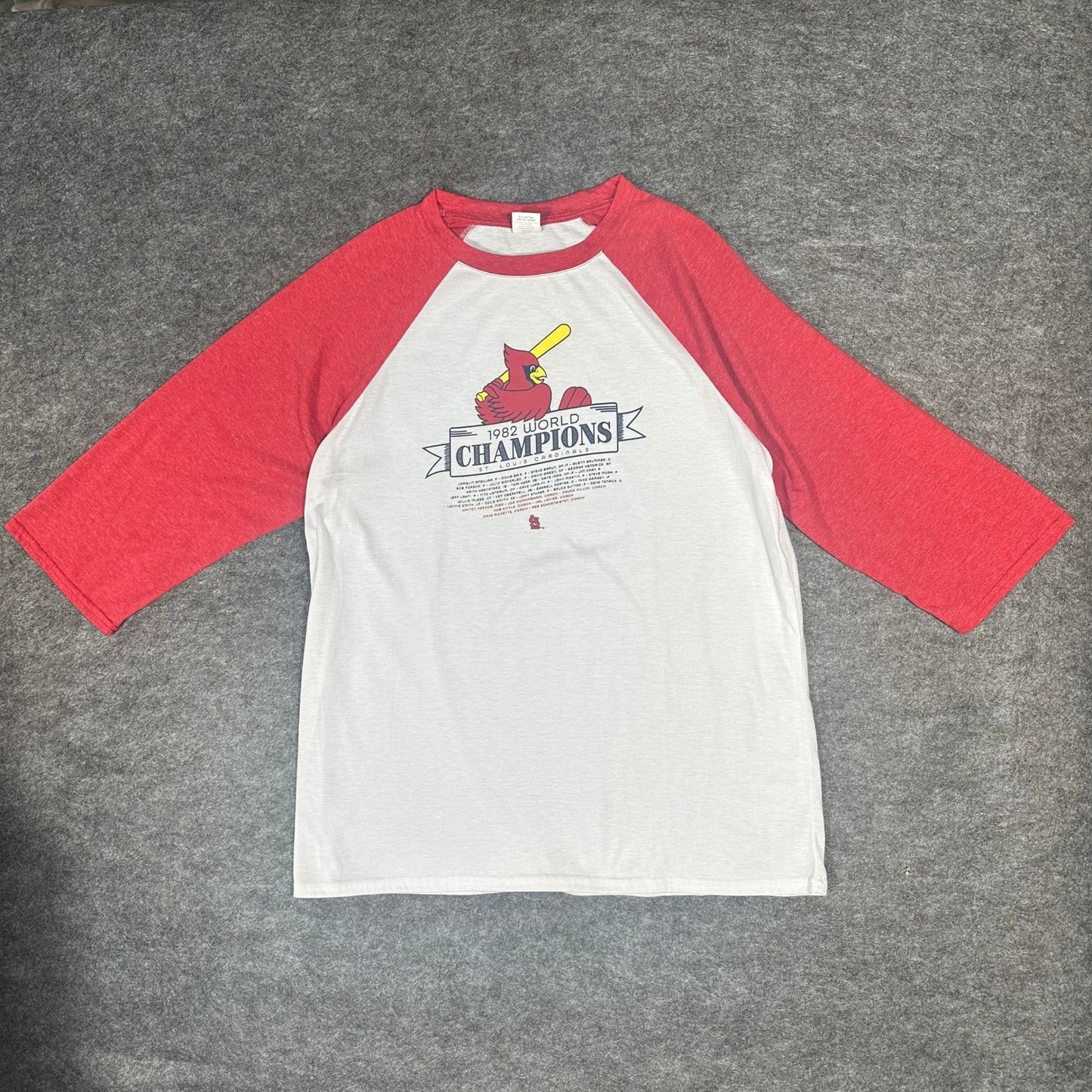 Vintage 1982 St Louis Cardinals World Series Champions Raglan Mens XL Red