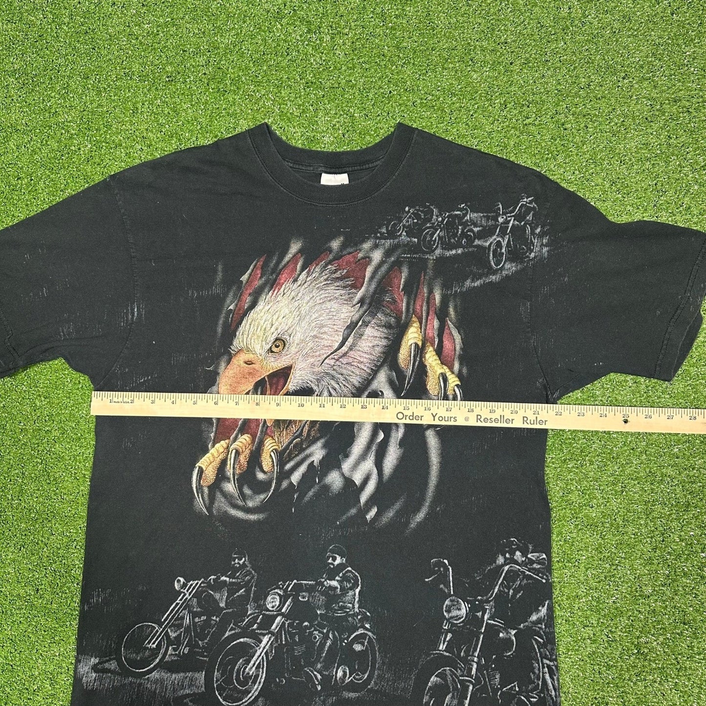 Vintage 90s Bald Eagle Break-Through Biker AOP Promo Men's XL