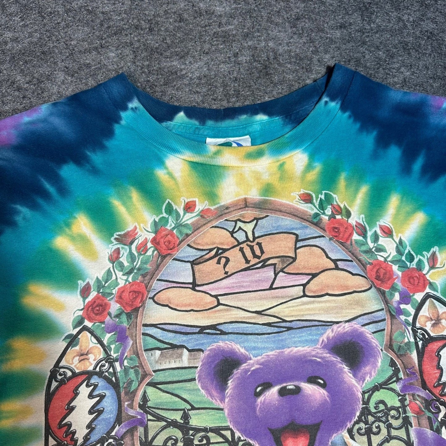 Vintage 90s Grateful Dead Saint Stephen Tie Dye Band T Shirt Liquid Blue Mens XL
