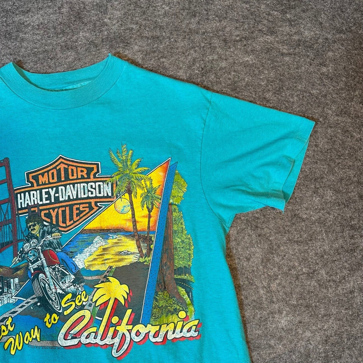 Vintage 80s Harley Davidson Shirt 1988 CALIFORNIA Biker Tee Men's Medium