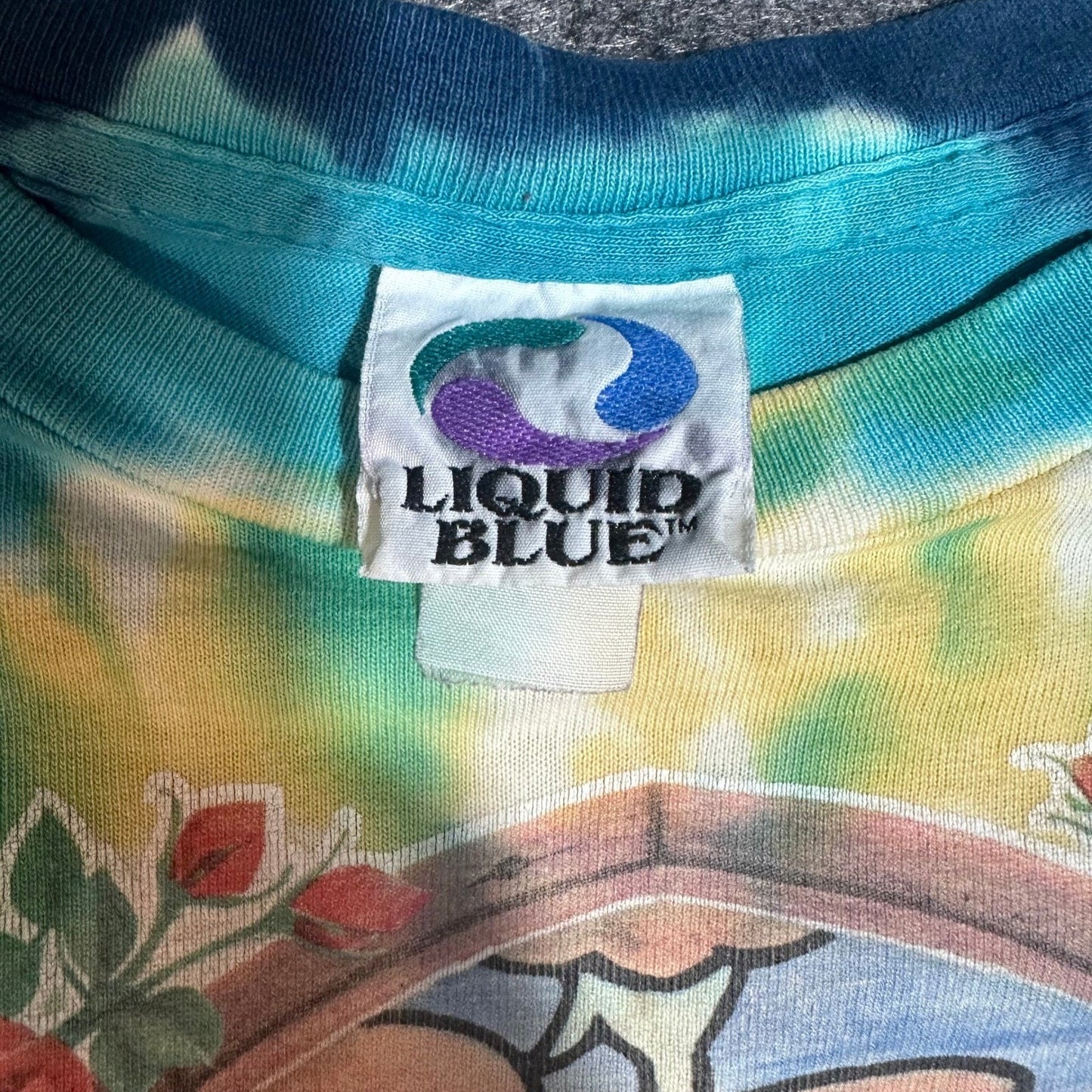 Vintage 90s Grateful Dead Saint Stephen Tie Dye Band T Shirt Liquid Blue Mens XL