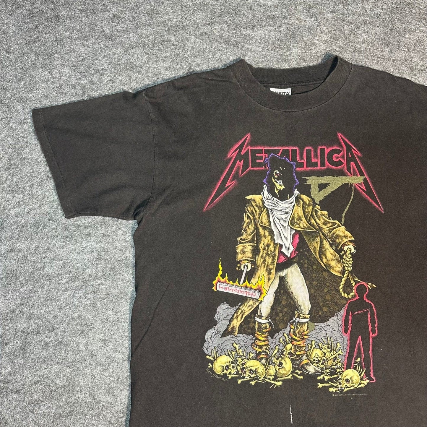 Rare Vintage 90s Metallica Unforgiven Shirt Pushead Oneita Single Stitch Large