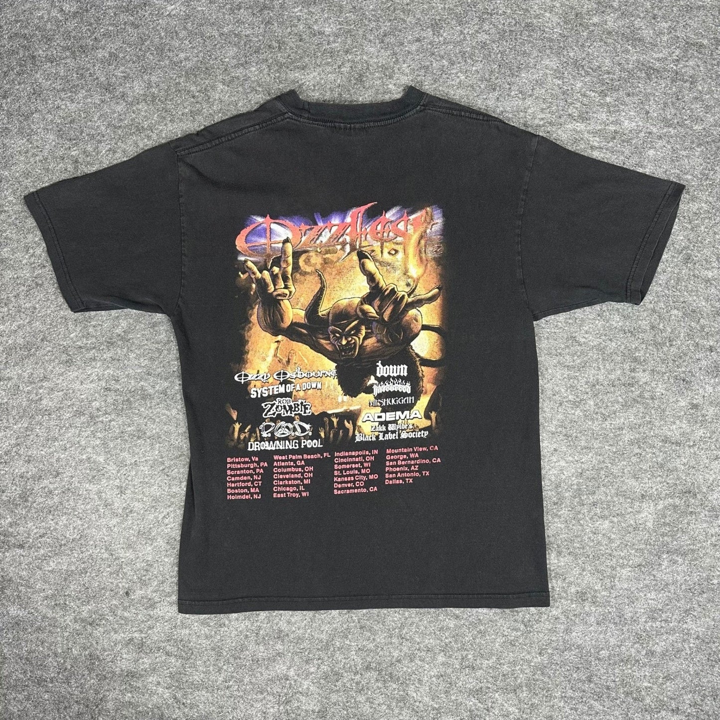Vintage Ozzy Osbourne 2002 Tour Black T Shirt Mens Large Ozzfest Concert
